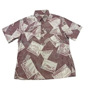 Jar Hawaii Polo Shirt Mens Large L Red White Hawaiian Nautical Ships Whale